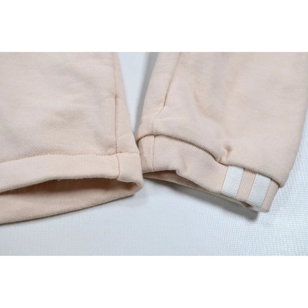 Adidas‎ Women's L Oversized Beige Cropped Hoodie Pullover Sweatshirt Logo